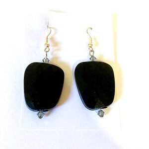 Vintage black sparkle dangle earrings